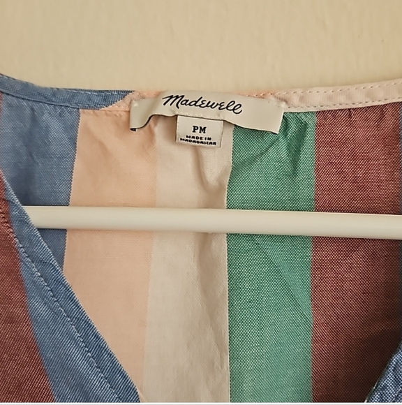 Madewell Size PM Blouse | Rainbow Stripe Front Knot - Picture 3 of 6